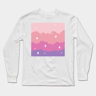 Starry Pixel Sunset Clouds Long Sleeve T-Shirt